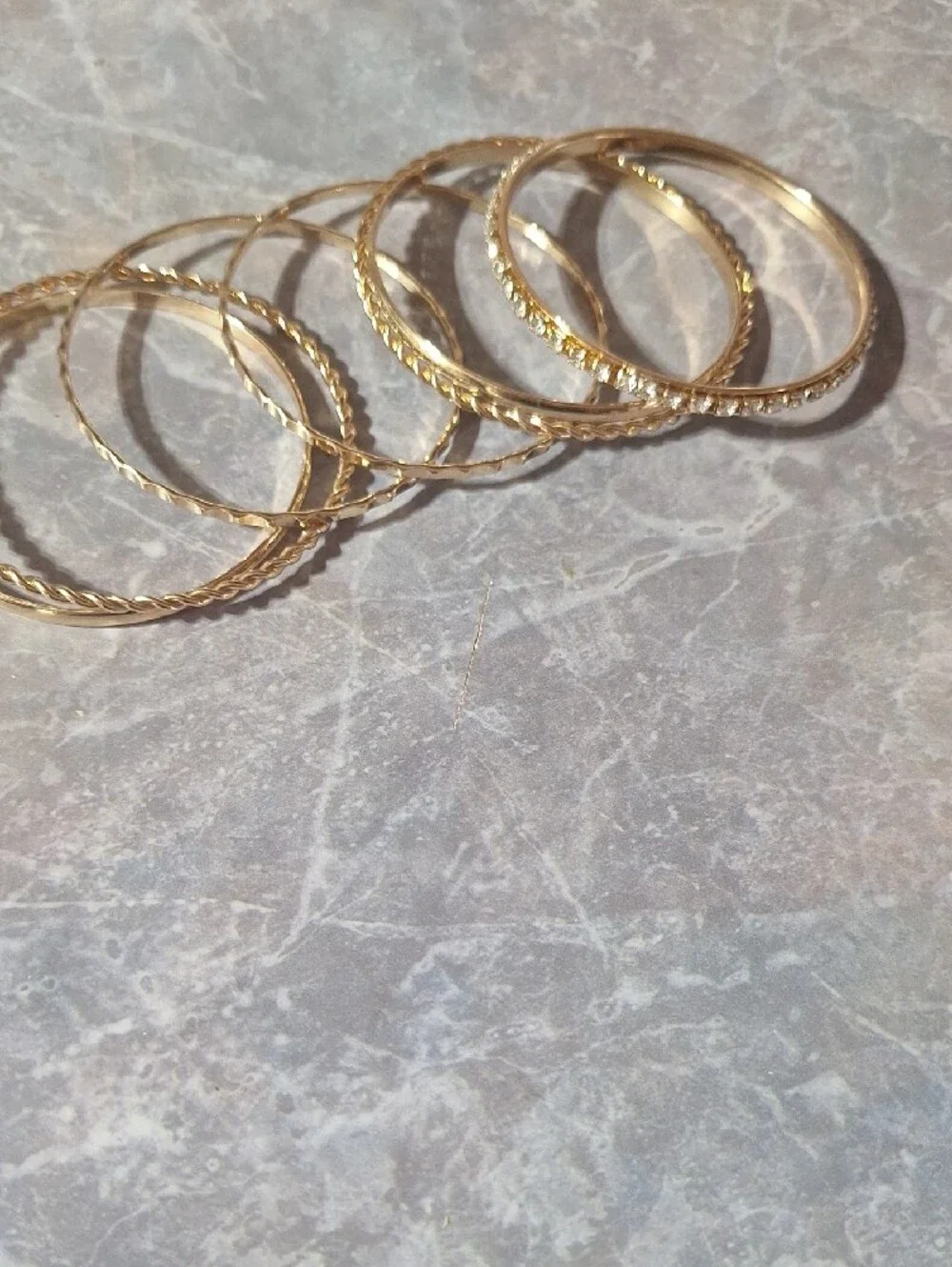 Gold Tone Stackable Bangle Bracelet Set